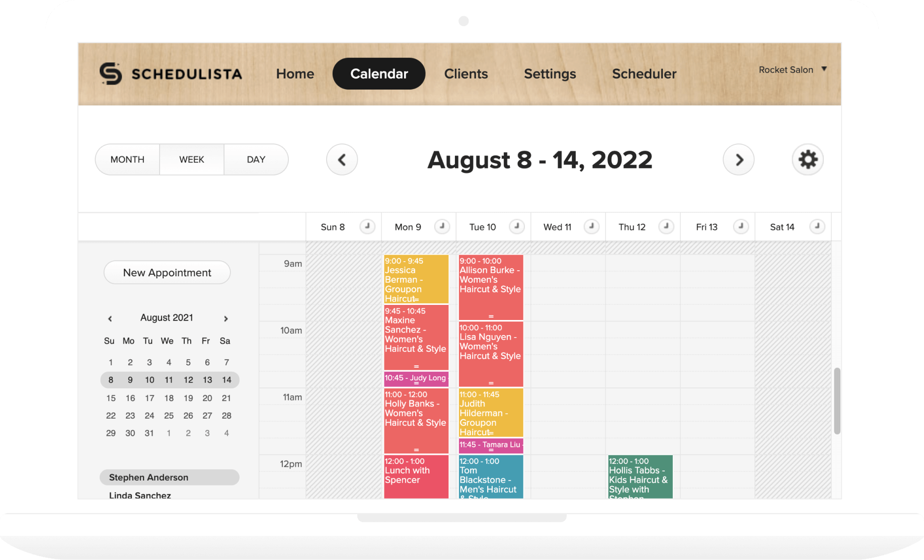Schedulista scheduling app with appointment calendar shown on desktop computer