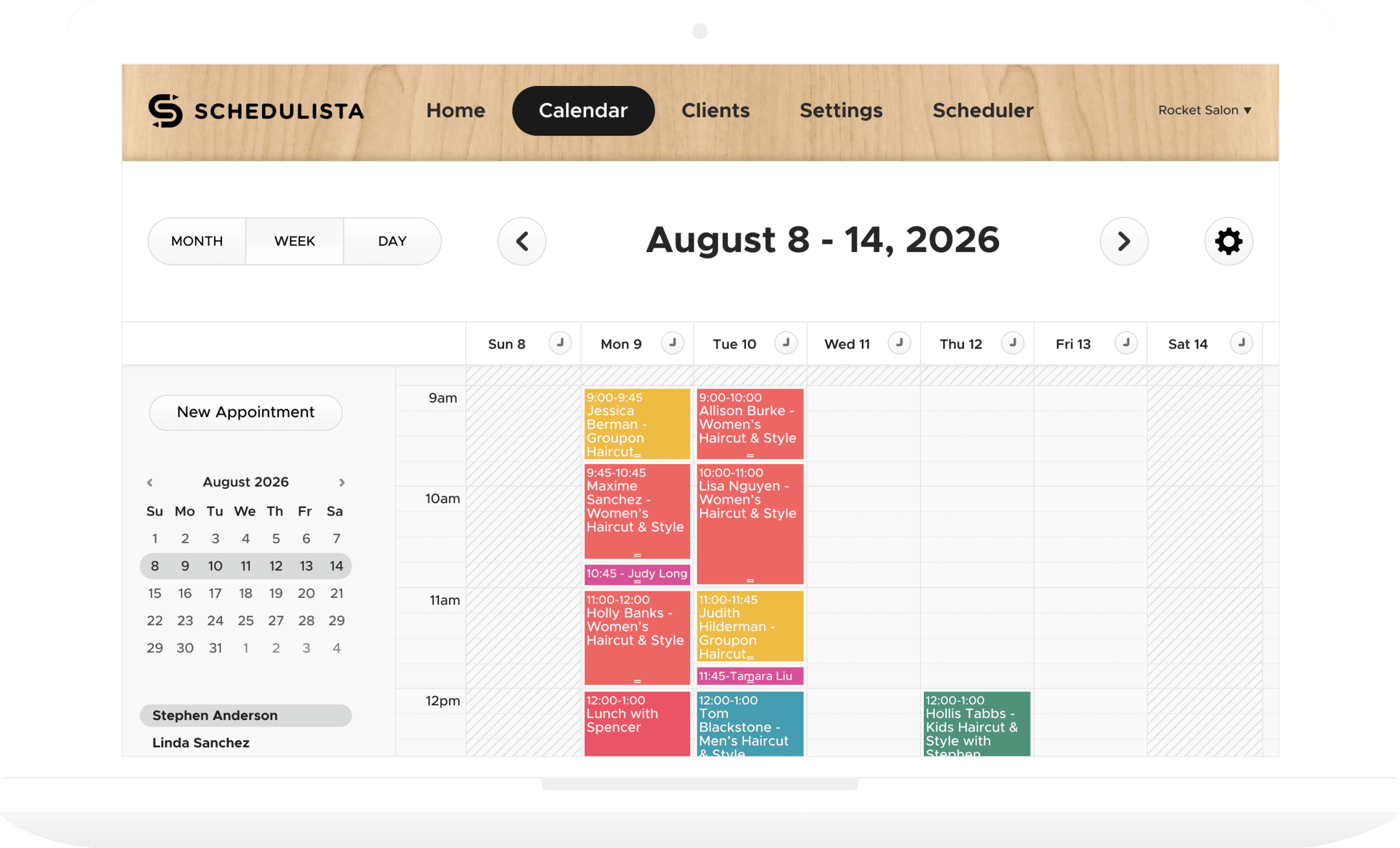 Schedulista scheduling app with appointment calendar shown on desktop computer